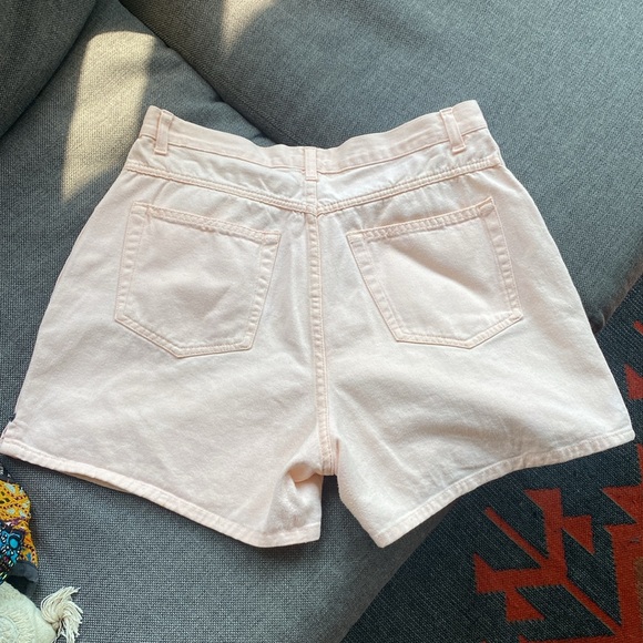 VINTAGE 90s Bill Blass Light Pink Denim Jean Shorts High Waist 4" Inseam Sz 8 - Picture 6 of 11